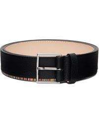 Paul Smith - Ceinture Noire À Garniture À Rayures Emblématiques - Lyst