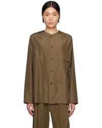 Lemaire - Brown Collarless Relaxed Shirt - Lyst