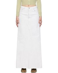 Maison Margiela - White Painted Denim Maxi Skirt - Lyst