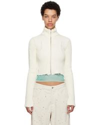 MM6 by Maison Martin Margiela - Off-white Distressed Sweater - Lyst