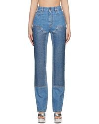 Area - Embellished Straight Leg Jeans - Lyst