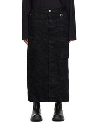 WOOYOUNGMI - Black Crinkled Denim Maxi Skirt - Lyst