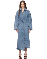 Alaïa - Alaã¯A Long Denim Spiral Trench - Lyst