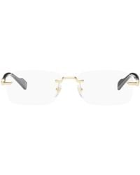 Gucci - Gold & Black Rimless Rectangle Glasses - Lyst