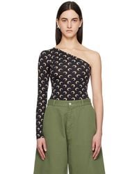 Marine Serre - ブラック Moon リサイクルジャージ アシンメトリー セカンドスキン トップス - Lyst