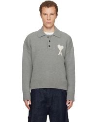 Ami Paris - Alpaca Long Sleeves Ami De Coeur Polo - Lyst