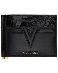 Versace V ロゴ マネークリップ ウォレット - ブラック