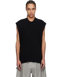 Homme Plissé Issey Miyake - Gilet Tight Twist Noir En Tricot De Coton - Lyst