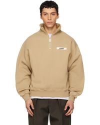 Jacquemus - Tan 'The Gros Grain Zipped-Rollneck' Sweatshirt - Lyst