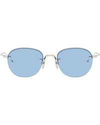 Thom Browne - Semi-Rimless Oval Titanium Sunglasses - Lyst