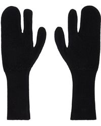 MM6 by Maison Martin Margiela - Black Felted Knit Gloves - Lyst
