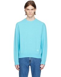 WOOYOUNGMI - Blue Leather Patch Sweater - Lyst