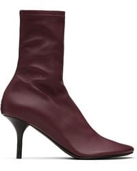 Acne Studios - Burgundy Leather Ankle Boots - Lyst