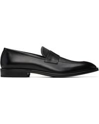 BOSS - Plain Penny Trim Leather Loafers - Lyst