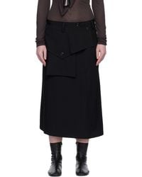 Y's Yohji Yamamoto - Wool Gabardine Y Big Flap Midi Skirt - Lyst