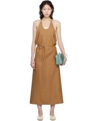 Baserange - Tan Wild Silk Apron Midi Dress - Lyst