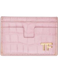 Tom Ford - Pink Shiny Stamped Croc Tf Card Holder - Lyst