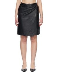 Loulou de Saison - Gora Ostrich-Effect Wrap Leather Midi Skirt - Lyst