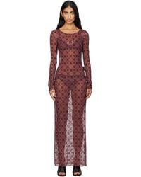Marine Serre - Burgundy Moonogram Mesh Flock Maxi Dress - Lyst