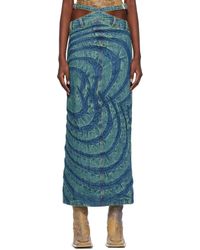 MASHA POPOVA - Ssense Exclusive Big Heart Denim Midi Skirt - Lyst