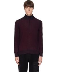 C.P. Company - Burgundy Polo Collar Knit Lens Sweater - Lyst
