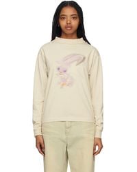 we11done - Beige Crewneck Long Sleeve T-shirt - Lyst
