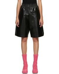 Bottega Veneta - Black Leather Shiny Shorts - Lyst