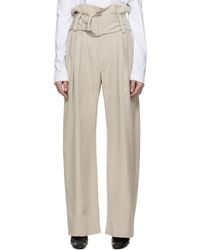 JW Anderson - Taupe Gathered Waist D-Ring Trousers - Lyst