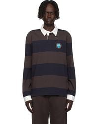 Lacoste - ブラウン＆ネイビー リラックスフィット ボーダー ラガーシャツ - Lyst