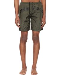 Palm Angels - Khaki Curved Logo Swim Shorts - Lyst