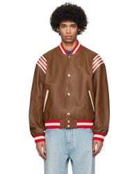 Bally - Brown Striped Leather Jacket - Lyst