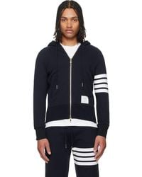 Thom Browne - Classic Loopback 4-Bar Zip-Up Hoodie - Lyst