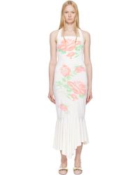 YUHAN WANG - Ssense Exclusive Rose Printed Halterneck Midi Dress - Lyst