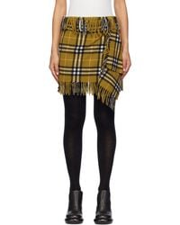Burberry - Check Wool Cashmere Scarf Miniskirt - Lyst