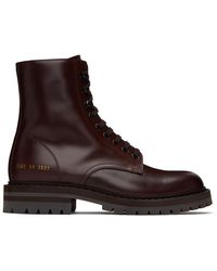 Common Projects - Brown Combat Boots - Lyst