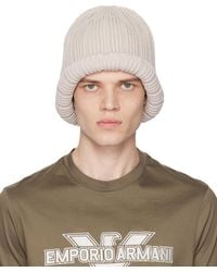 Emporio Armani - Taupe Turned-up Brim Beanie - Lyst