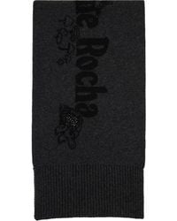 Simone Rocha - Écharpe Longue Noir Et Gris En Tricot À Logos - Lyst