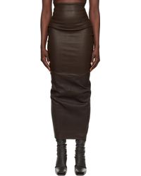Rick Owens - ブラウン Hollywood Dirt Pillar レザー マキシスカート - Lyst