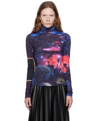 MM6 by Maison Martin Margiela - Blue & Red Printed Turtleneck - Lyst