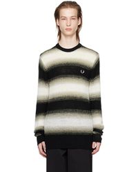 Fred Perry - F Perry Pull noir et blanc cassé à rayures - Lyst
