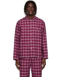Tekla Purple Flannel Check Pyjama Shirt - Multicolour