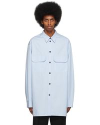 Mens T-shirts Jil Sander T-shirts for Men Jil Sander Contrast-collar Knitted Polo Shirt in Blue White 