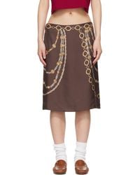 Versace - Printed Silk Twill Pencil Midi Skirt - Lyst