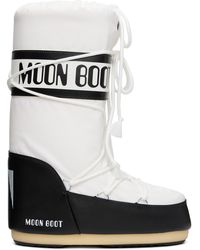 Moon Boot - Bottes Icon Blanc Et Noir En Nylon - Lyst