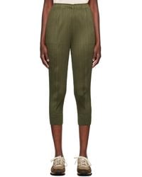 Pleats Please Issey Miyake - Khaki Monthly Colors September Trousers - Lyst