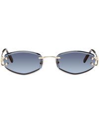 Cartier - Gold & Blue 'signature C De ' Ct0467s Sunglasses - Lyst