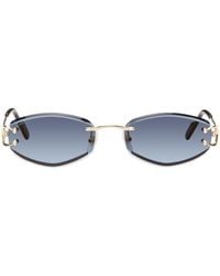 Cartier - Gold & Blue 'signature C De ' Ct0467s Sunglasses - Lyst