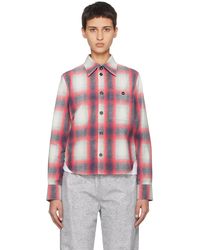 Bottega Veneta - Red & Gray Check Leather Shirt - Lyst