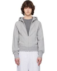 Entire studios - Pull À Capuche Ajusté Gris À Glissière - Lyst