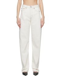 MM6 by Maison Martin Margiela - オフホワイト コントラストステッチ ジーンズ - Lyst